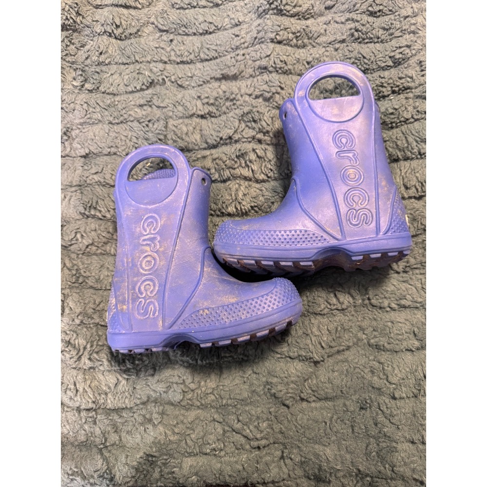 Crocs Kids Handle It Rain Boots Blue Waterproof Pull On C8 12803